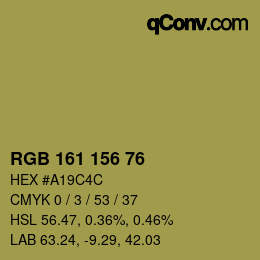 Color code: RGB 161 156 76 | qconv.com