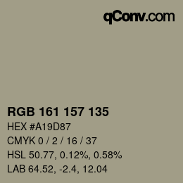 Código de color: RGB 161 157 135 | qconv.com