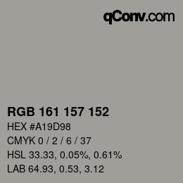 Code couleur: RGB 161 157 152 | qconv.com
