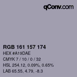 Color code: RGB 161 157 174 | qconv.com