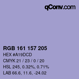 颜色代码: RGB 161 157 205 | qconv.com