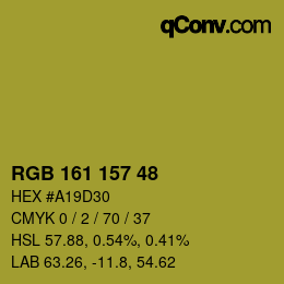 カラーコード: RGB 161 157 48 | qconv.com