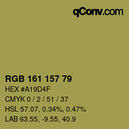 Color code: RGB 161 157 79 | qconv.com