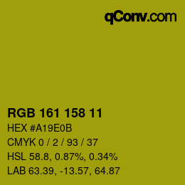 Color code: RGB 161 158 11 | qconv.com