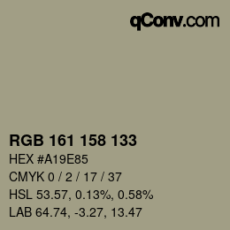 颜色代码: RGB 161 158 133 | qconv.com