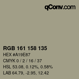 颜色代码: RGB 161 158 135 | qconv.com