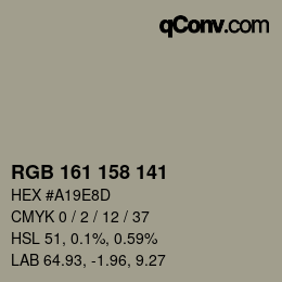 颜色代码: RGB 161 158 141 | qconv.com
