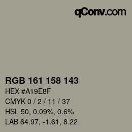 颜色代码: RGB 161 158 143 | qconv.com