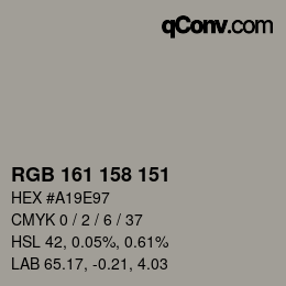 カラーコード: RGB 161 158 151 | qconv.com