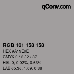 カラーコード: RGB 161 158 158 | qconv.com