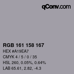 カラーコード: RGB 161 158 167 | qconv.com