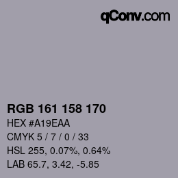 颜色代码: RGB 161 158 170 | qconv.com