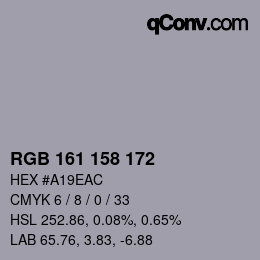 カラーコード: RGB 161 158 172 | qconv.com