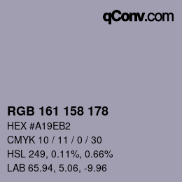 カラーコード: RGB 161 158 178 | qconv.com