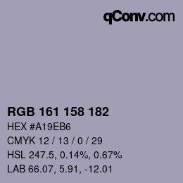 カラーコード: RGB 161 158 182 | qconv.com