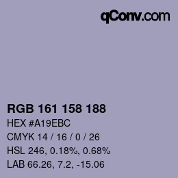 Color code: RGB 161 158 188 | qconv.com