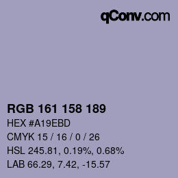 カラーコード: RGB 161 158 189 | qconv.com