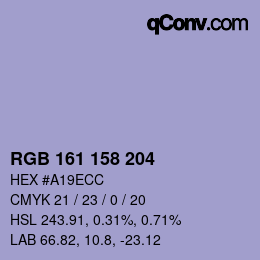 颜色代码: RGB 161 158 204 | qconv.com