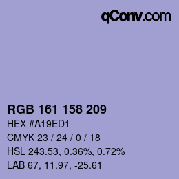 颜色代码: RGB 161 158 209 | qconv.com