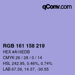 カラーコード: RGB 161 158 219 | qconv.com