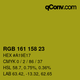 颜色代码: RGB 161 158 23 | qconv.com