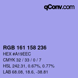 Color code: RGB 161 158 236 | qconv.com