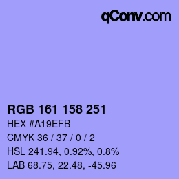 颜色代码: RGB 161 158 251 | qconv.com