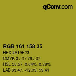 カラーコード: RGB 161 158 35 | qconv.com