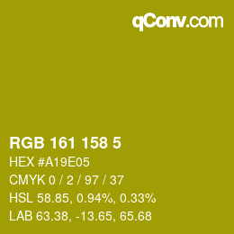 カラーコード: RGB 161 158 5 | qconv.com
