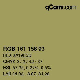 Color code: RGB 161 158 93 | qconv.com