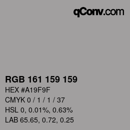 カラーコード: RGB 161 159 159 | qconv.com