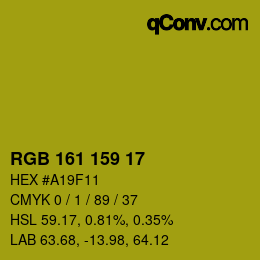 カラーコード: RGB 161 159 17 | qconv.com