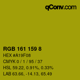 颜色代码: RGB 161 159 8 | qconv.com