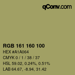 Color code: RGB 161 160 100 | qconv.com