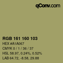 Color code: RGB 161 160 103 | qconv.com