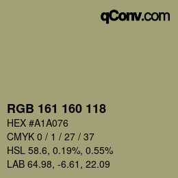 カラーコード: RGB 161 160 118 | qconv.com