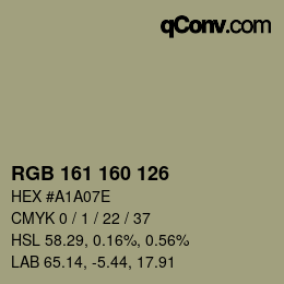 Code couleur: RGB 161 160 126 | qconv.com