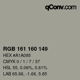 Código de color: RGB 161 160 149 | qconv.com