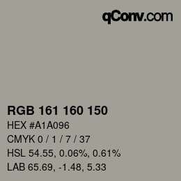 Color code: RGB 161 160 150 | qconv.com