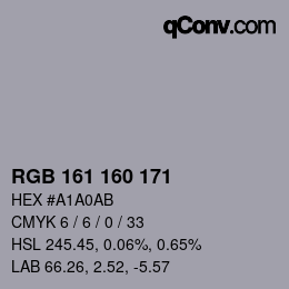 Color code: RGB 161 160 171 | qconv.com