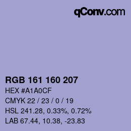 Color code: RGB 161 160 207 | qconv.com