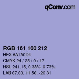 Color code: RGB 161 160 212 | qconv.com