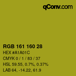 Color code: RGB 161 160 28 | qconv.com
