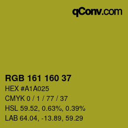 Color code: RGB 161 160 37 | qconv.com