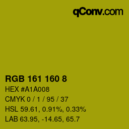 カラーコード: RGB 161 160 8 | qconv.com