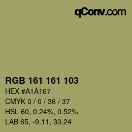 カラーコード: RGB 161 161 103 | qconv.com