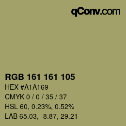 カラーコード: RGB 161 161 105 | qconv.com