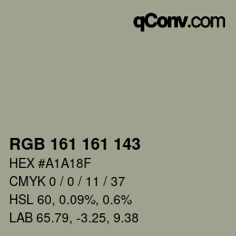 Color code: RGB 161 161 143 | qconv.com