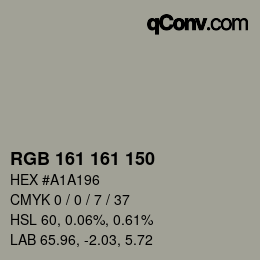 Color code: RGB 161 161 150 | qconv.com