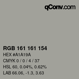 Color code: RGB 161 161 154 | qconv.com